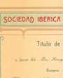 Gründungsmitglied der »Sociedad Ibérica de Ciencias Naturales«, Zaragoza, Spanien. (38,2 cm x 27,3 cm)