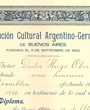 Ehrenmitglied der »Institución Cultural Argentino-Germana de Buenos Aires«, Buenos Aires, Argentinien. (44,0 cm x 32,0 cm) 