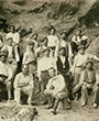 Excavation at El Castillo, 1914. First row on the right: H. Obermaier with Paul Wernert (with sunglasses) sitting left of him. Second row, second person on the left: Alejandro Mena Garay (with courtesy of Alejandro Mena Campuzano).